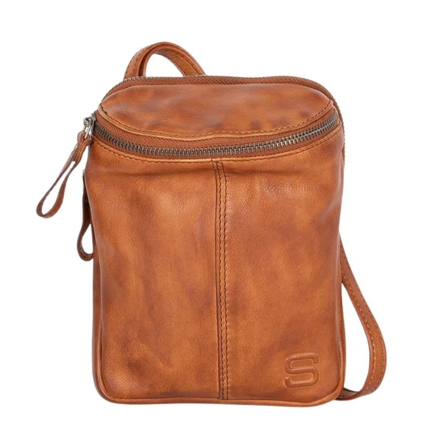Spikes & Sparrow crossbodytas oranje en bruin