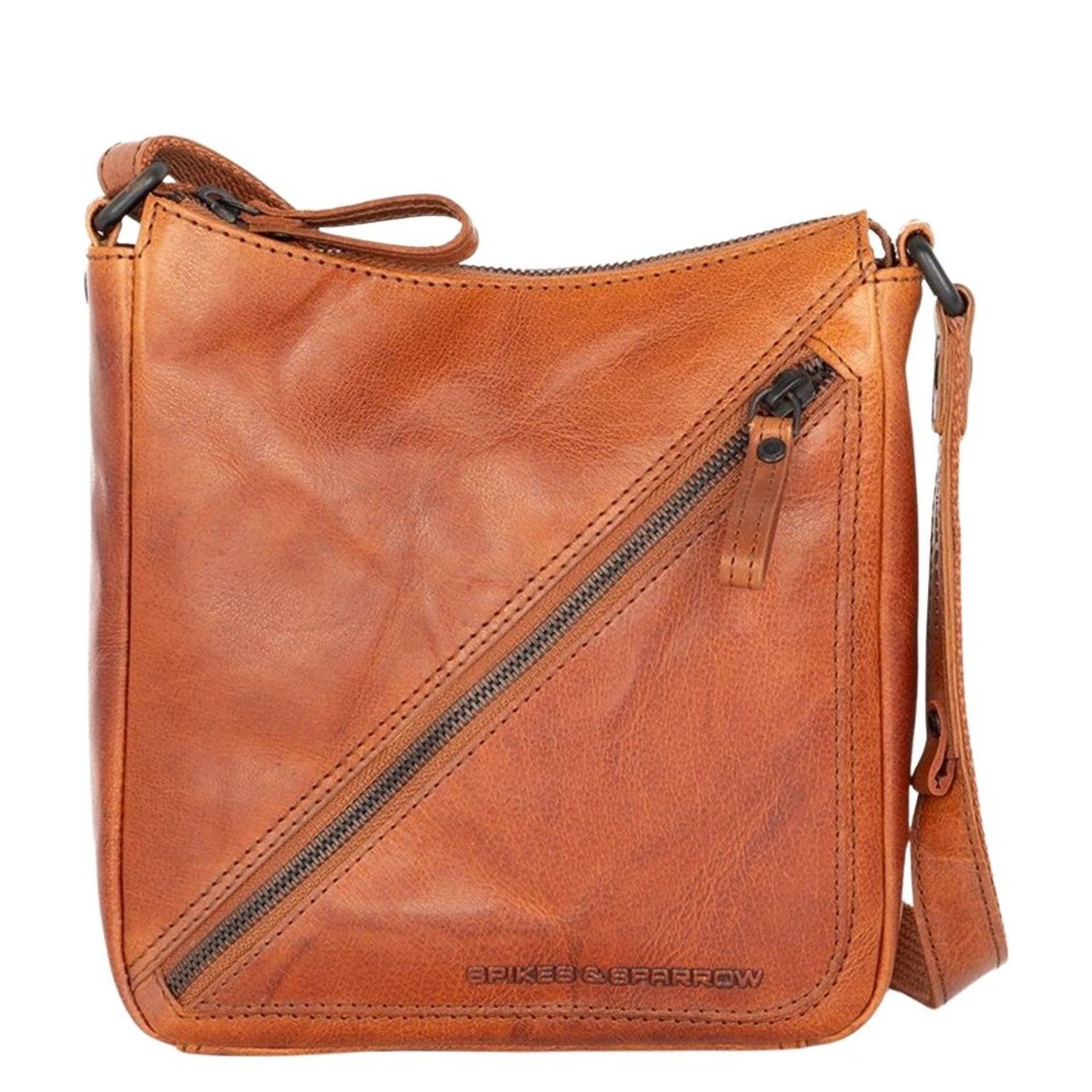 Spikes & Sparrow crossbodytas oranje en bruin