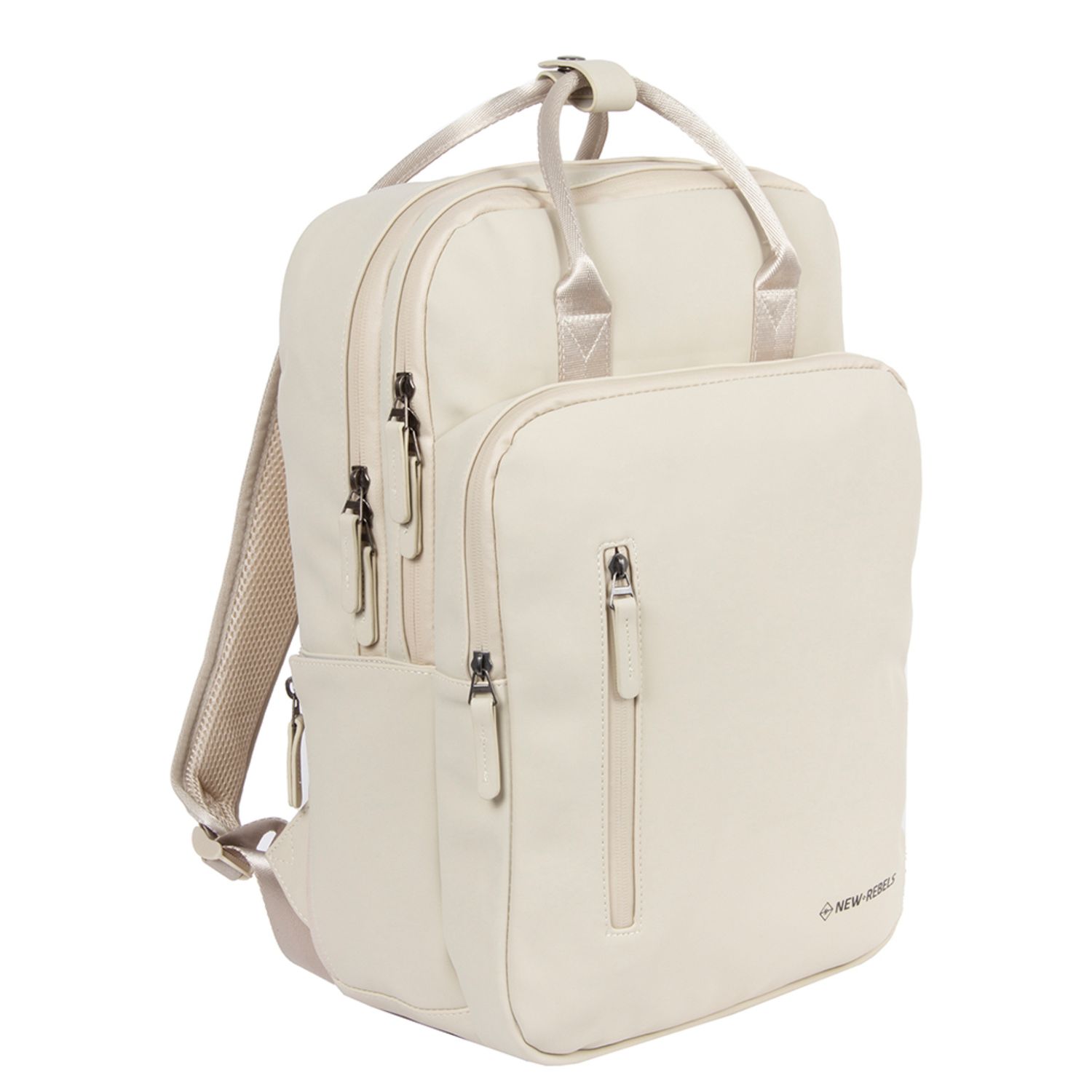 New Rebels William Milwaukee Beige 18L Rugzak Waterafstotend Laptop 15.6 Schooltas - Update: sterke ritsen