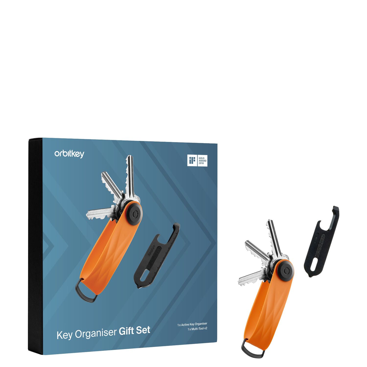 Orbitkey Active All Black + Multi Tool V2 Gift Set tangerine-black Etui