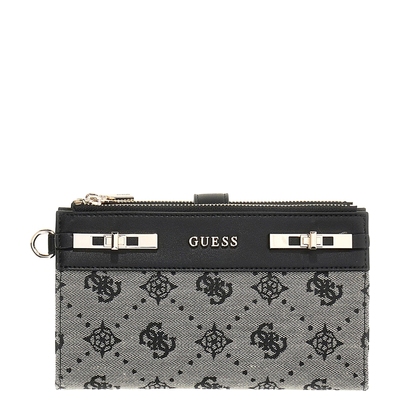 Guess Melinda Logo Slg Dbl Zip Ornzr black logo
