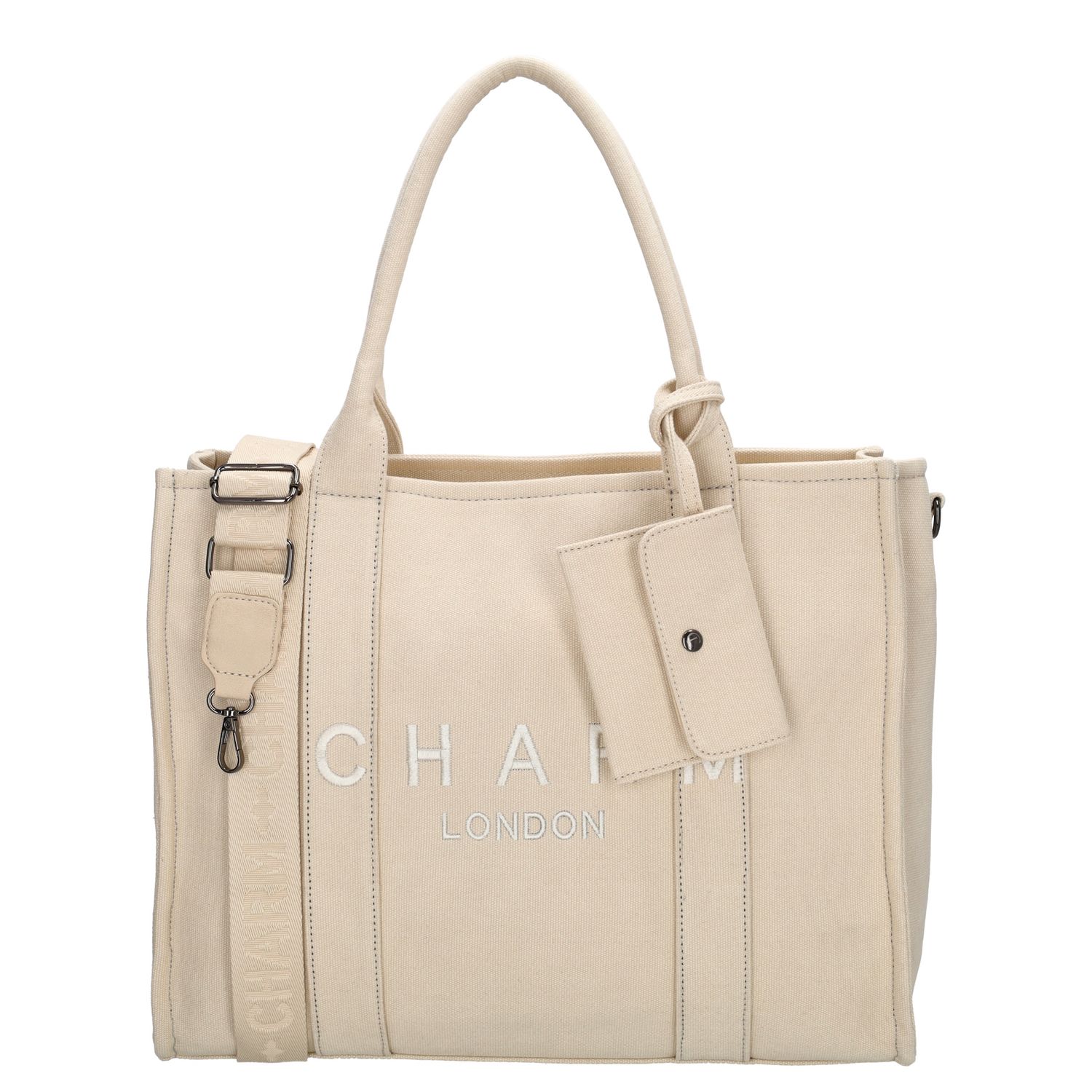 Charm London laptoptas beige en bruin