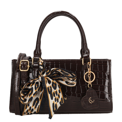 Charm London Knightsbridge Handtasche - abnehmbarer Schultergurt - dunkelbraun