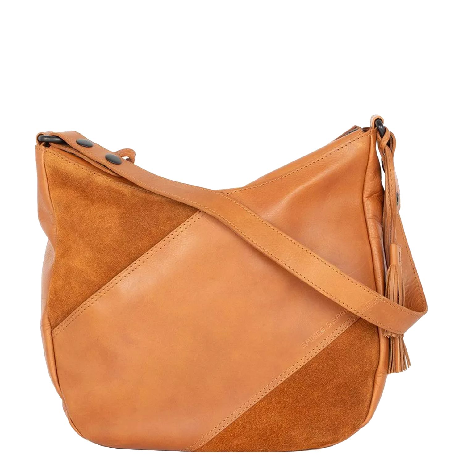 Spikes & Sparrow schoudertas oranje en bruin