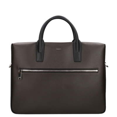 Boss Daxter Double Document Bag dark brown