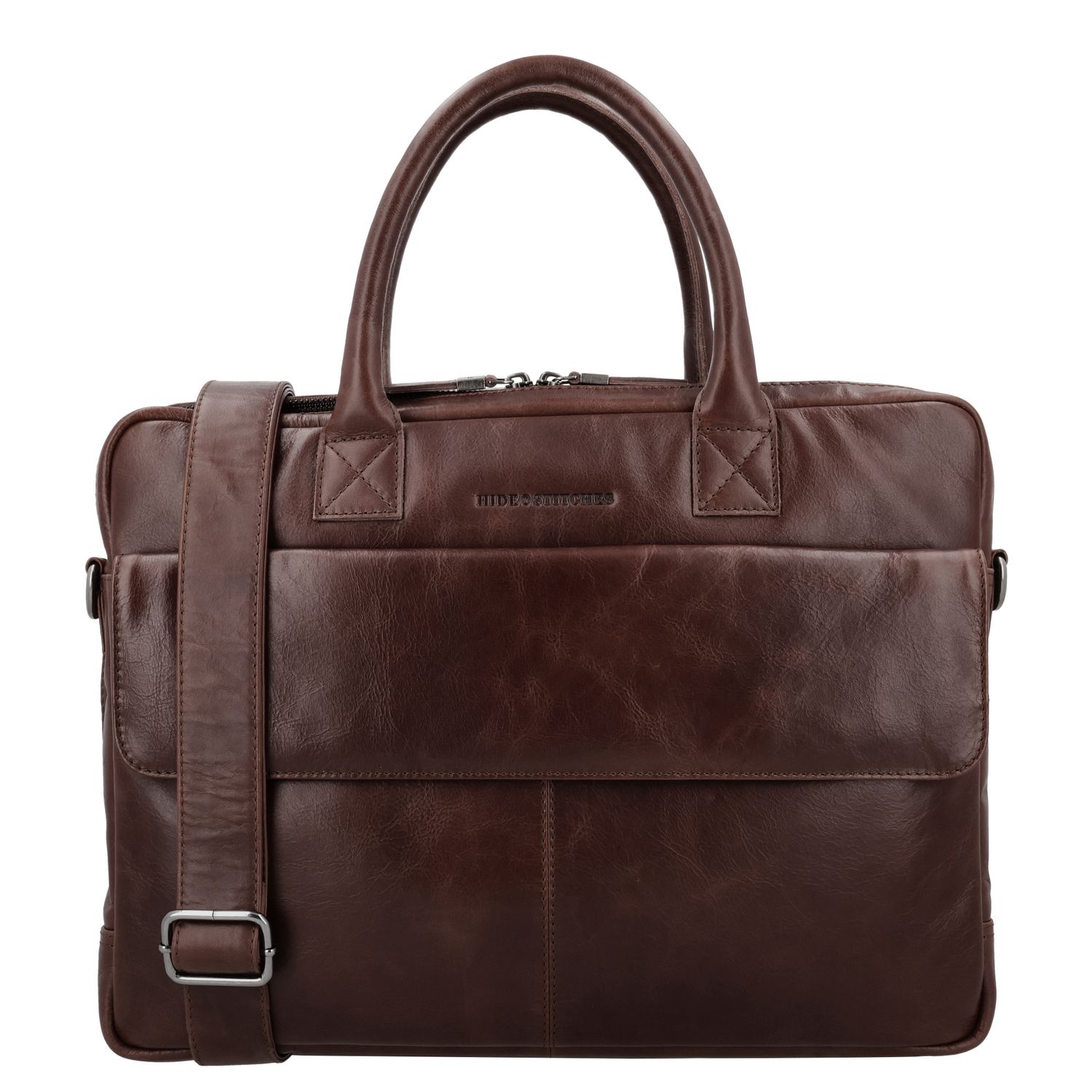 Hide Stitches laptoptas bruin