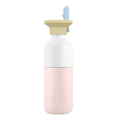 Dopper Steel Drinkfles - 350 ml - opklapbaar rietje - soft pink / sunny sorbet
