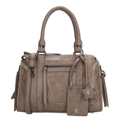 Charm London Berlin Handtas - afneembare schouderriem - taupe
