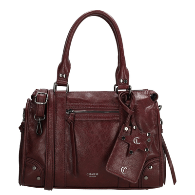 Charm London Berlin Handtasche - abnehmbarer Schultergurt - bordeaux