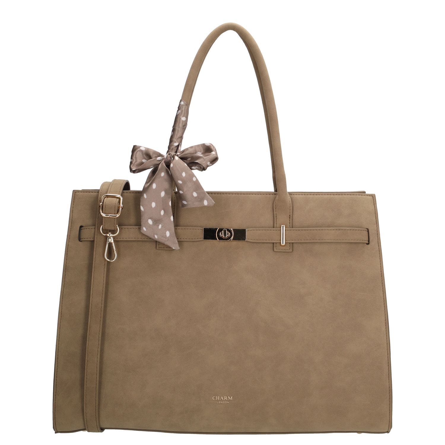 Charm London laptoptas grijs en taupe