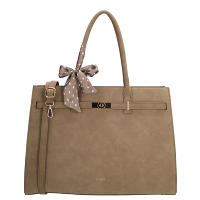 Charm London The Hamptons Village Laptop-Umhängetasche - 15.6" Laptopfach - taupe