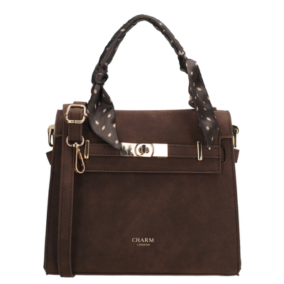 Charm London The Hamptons Village Handtasche - abnehmbarer Schultergurt - dunkelbraun