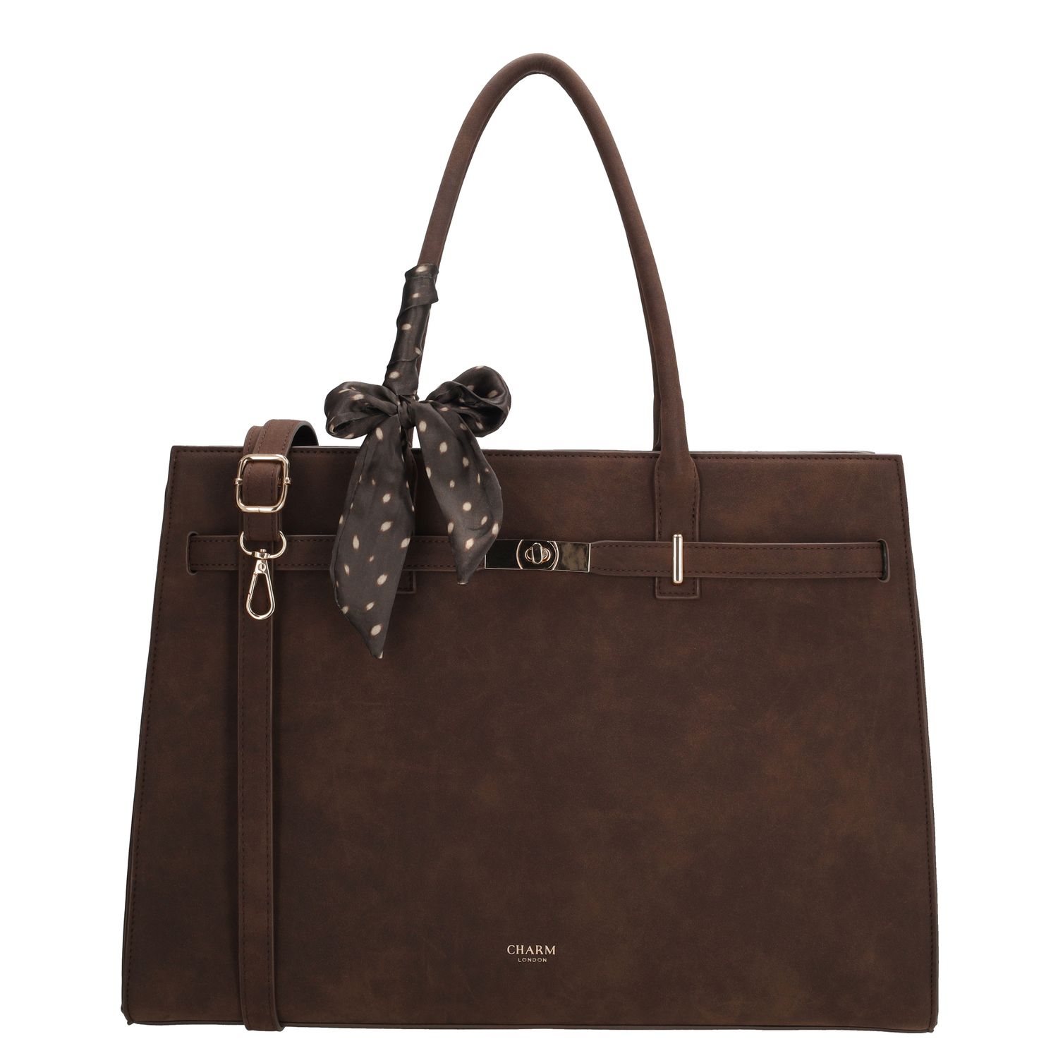 Charm London laptoptas bruin