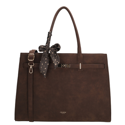 Charm London The Hamptons Village Laptop-Umhängetasche - 15.6" Laptopfach - dunkelbraun