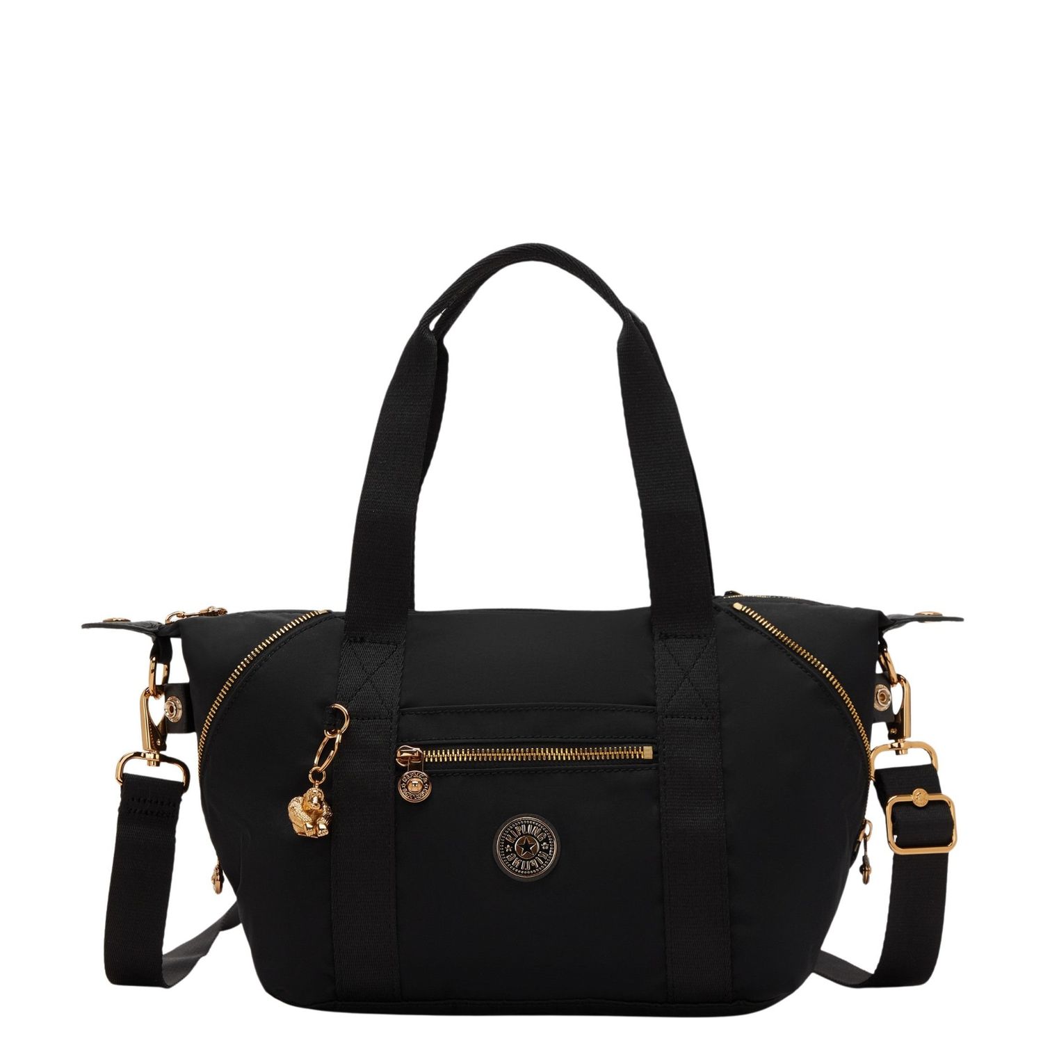 Kipling Art Mini schoudertas zwart, roze, goud en multicolor