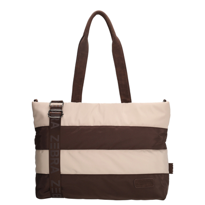 Zebra Trends Elske Puffer Laptoptasche - 15,6" Laptopfach - Streifen braun/beige