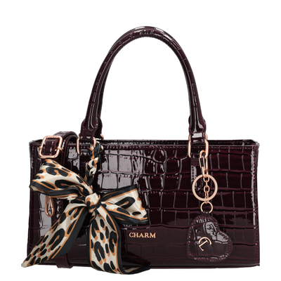 Charm London Knightsbridge Handtasche - abnehmbarer Schultergurt - bordeaux