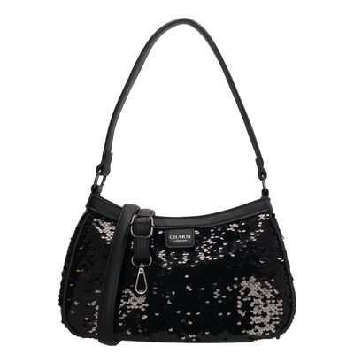 Charm London Las Vegas Handtasche - abnehmbarer Schulterriemen - schwarz