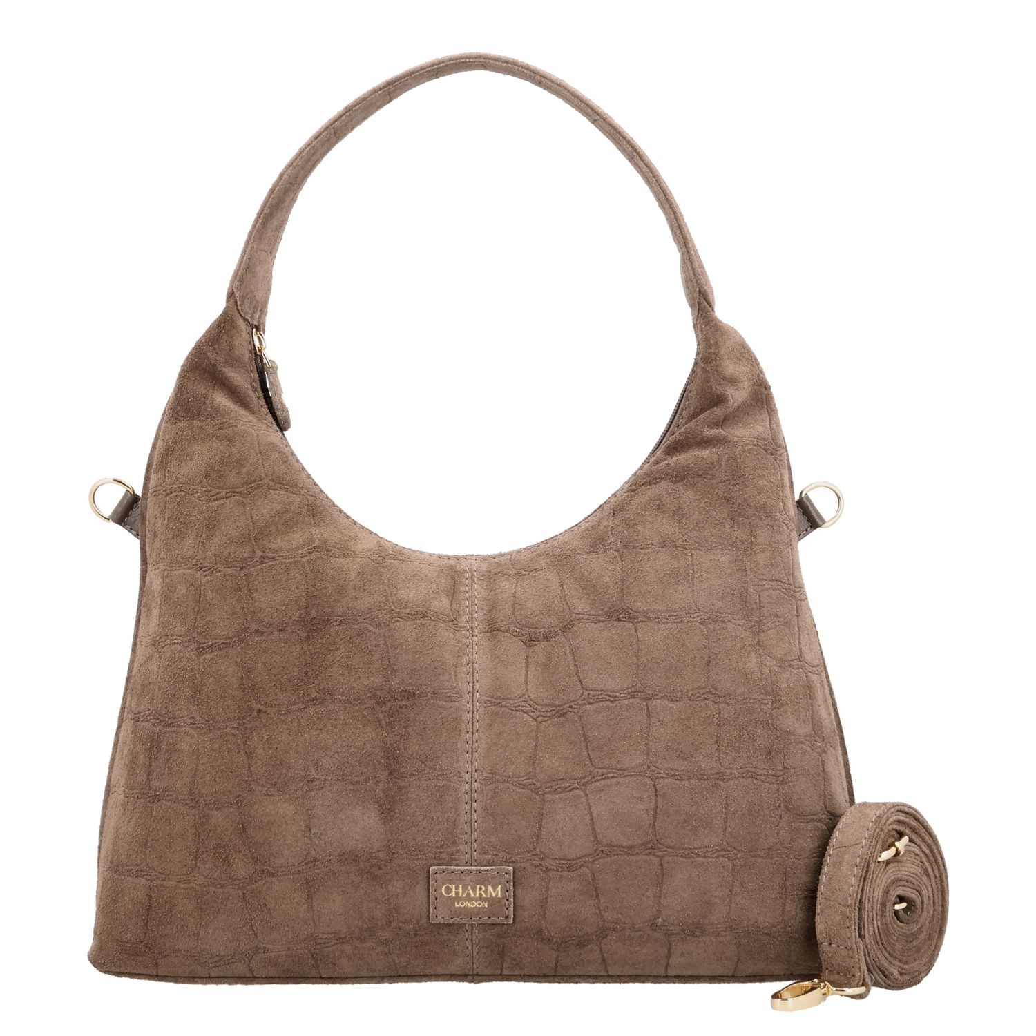 Charm London Cairo Schoudertas - afneembare schouderriem - donkertaupe damestas