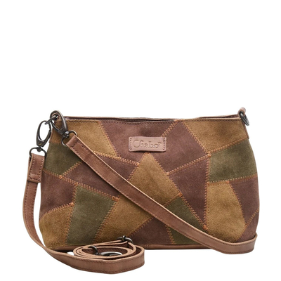 Chabo Suede Patchwork Umhängetasche brown/olive