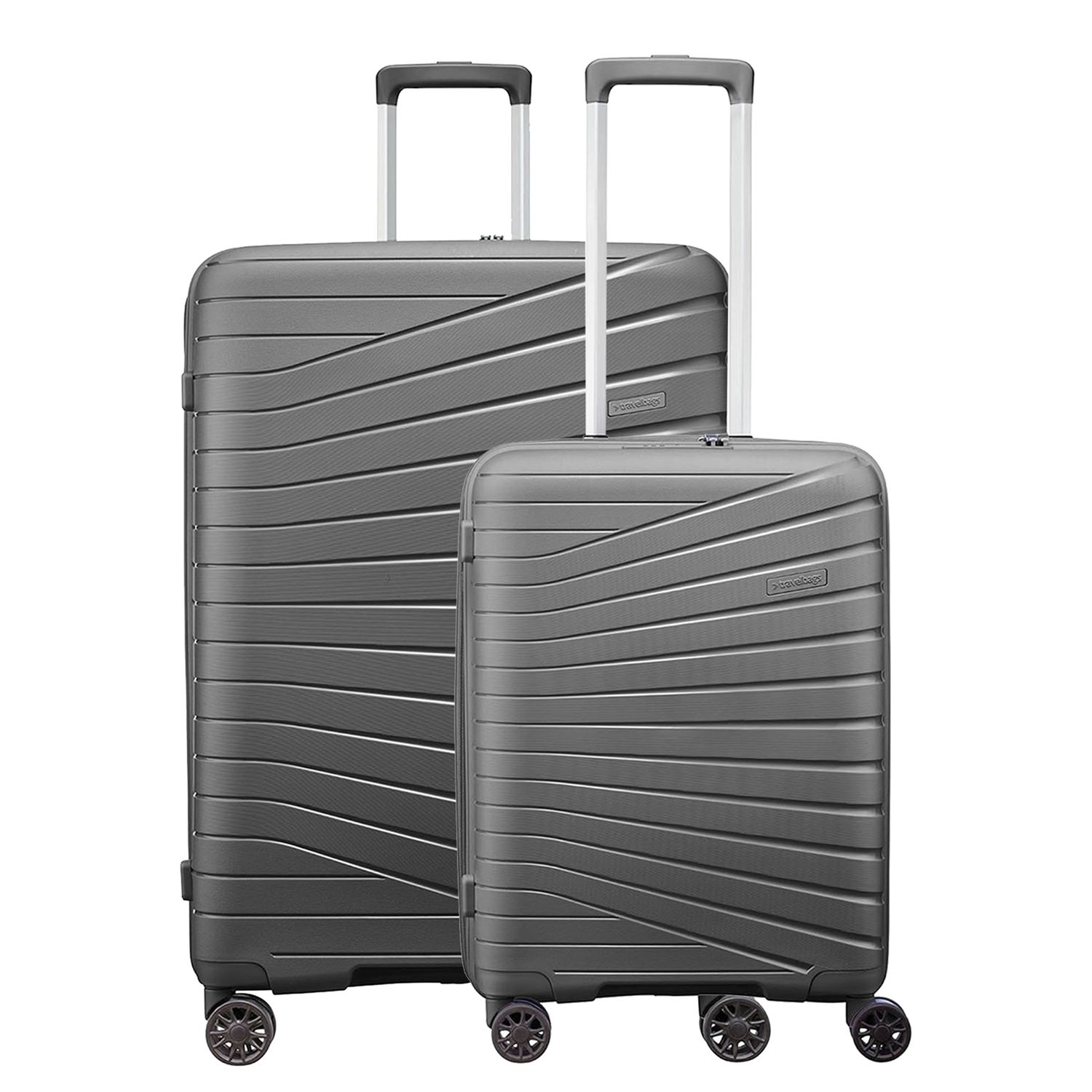Travelbags The Vibe 2delige Kofferset - Handbagage + 75 cm - donker grijs hardcase koffer