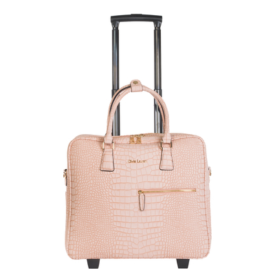 Olivia Lauren Valora Gina Damen-Businesstrolley mit Kroko-Prägung - 15" Laptopfach - rosa