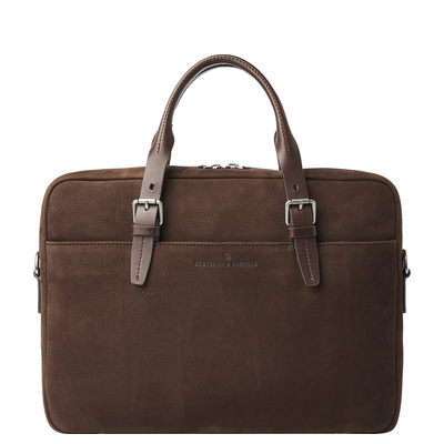 Castelijn & Beerens Nubuck Schoudertas - RFID bescherming - 15.6" laptopvak - mocca